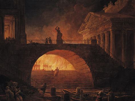The Fire Of Rome Painting By Hubert Robert