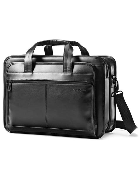 Samsonite Leather Expandable Laptop Briefcase In Black For Men Save