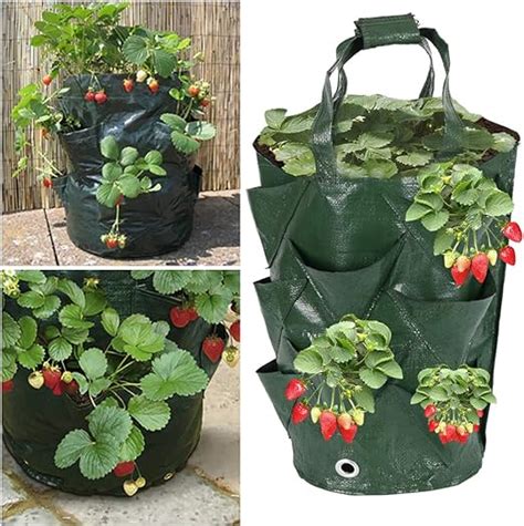 Yours Bath 2 Pack Hanging Strawberry Grow Bags Breathable Planter Bags
