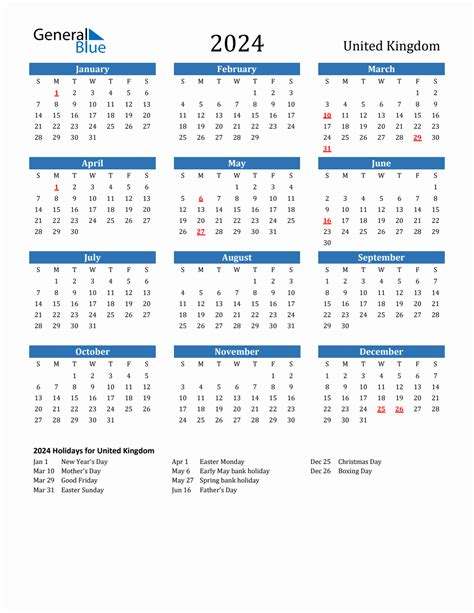 2024 Week Calendar Uk Holidays 2024 Marni Sharron