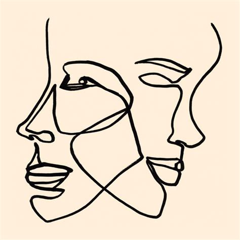 Faces 10 Minimalist Line Portait Drawing By Julia Di Sano On Artfully