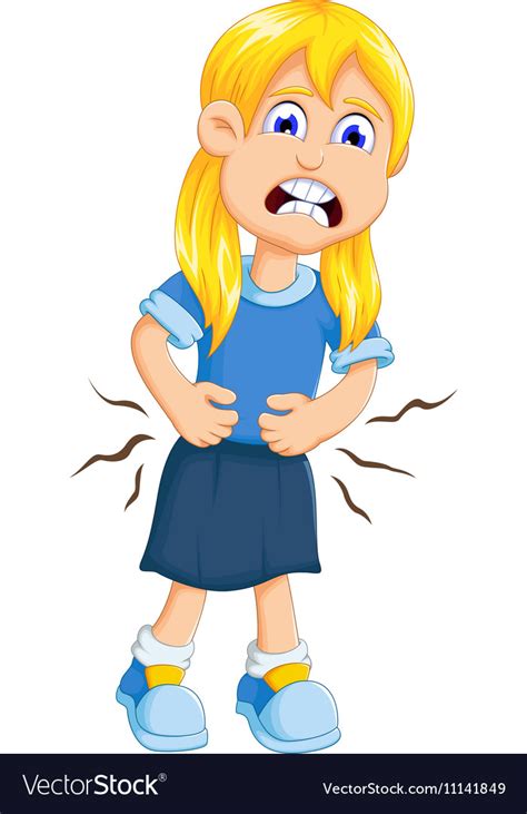 Stomach Ache Cartoon Girl