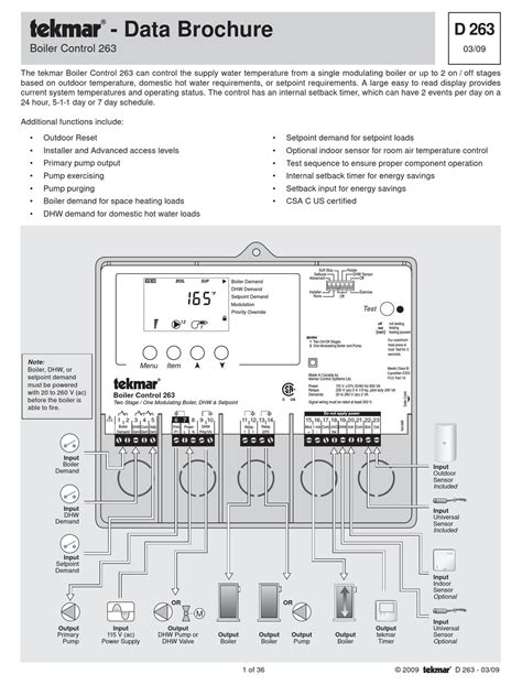 Tekmar Boiler Control 263 Data Brochure Pdf Download Manualslib