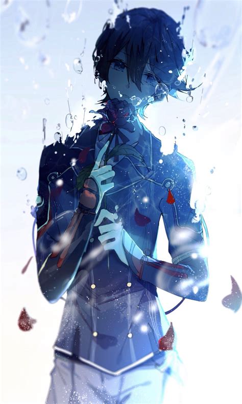 Anime Guy Blue Epic Anime Art Blue Eyes Water Dark Anime Blue