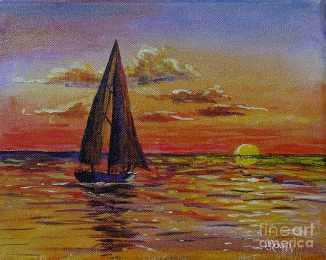 Sailboat And Siesta Key Sunset Painting By Lou Ann Bagnall Pixels