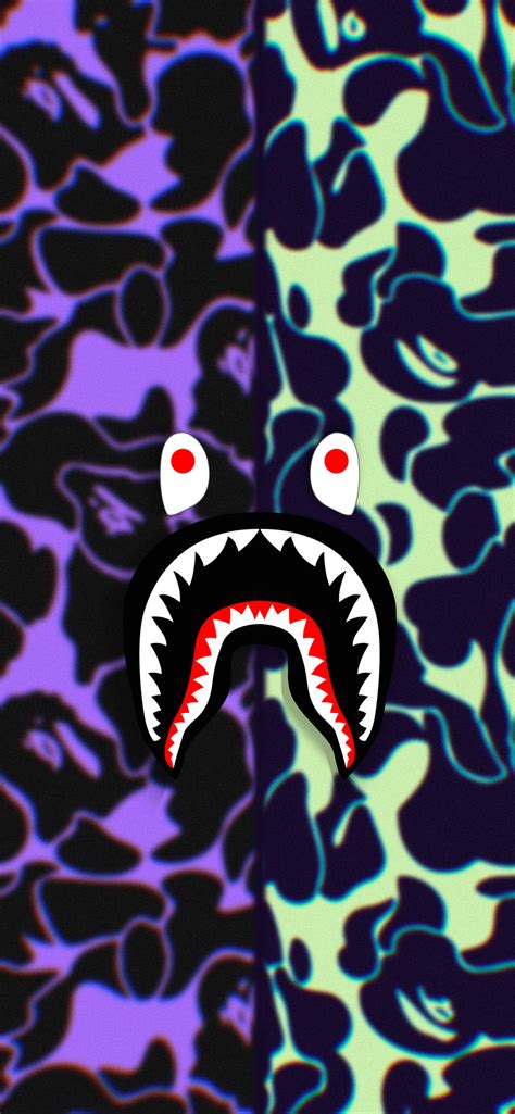 Bape Wallpaper With Shark Face On Camo Background Wallpapers Clan