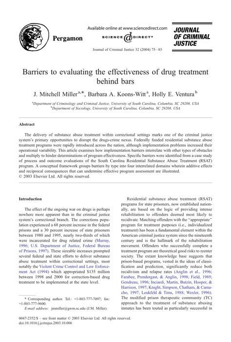 Pdf Barriers To Evaluating The Effectiveness Of Drug Treatment Behind