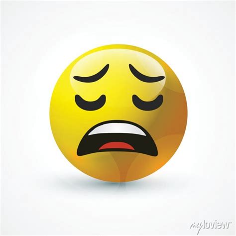 Vector Round Yellow Cartoon Bubble Distraught Wailing Emoticons Wall