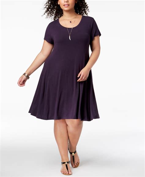 Style And Co Synthetic Plus Size Short Sleeve Swing Dress Created For