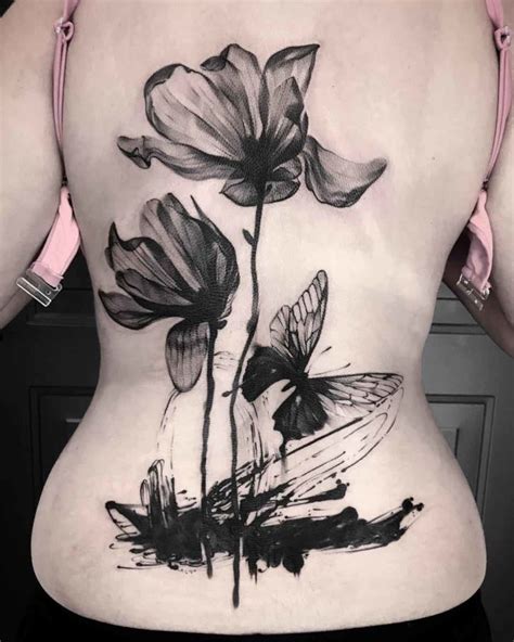 black flowers tattoo on back best tattoo ideas gallery