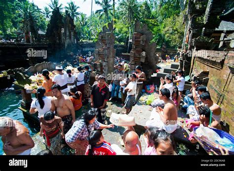 Balinese People Praying At Pura Tirta Empul Temple Bali Indonesia Southeast Asia Asia Asia