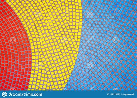 Red Yellow Blue Mosaic Tile Background Texture Old Pattern Create A