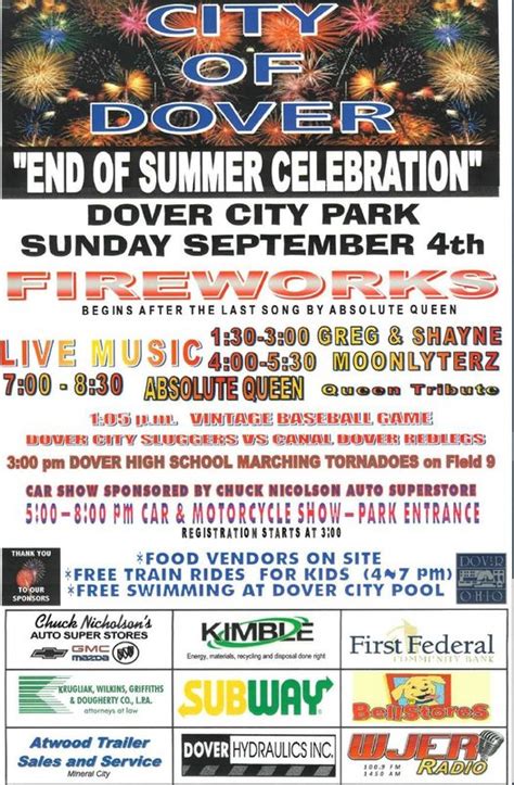 City Of Dover End Of Summer Celebration Plus Fireworks Tuscarawas