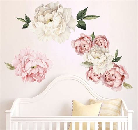 Peony Wall Decals Peony Flowers Sticker Peony Wall Art Peony Etsy