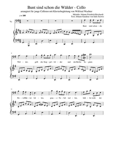 Zum downloadbereich für klaviernoten download klaviernoten. Bunt sind schon die Wälder - Cello Sheet music for Piano, Cello (Mixed Trio) | Musescore.com