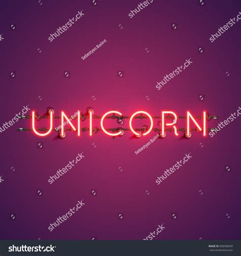 Neon Realistic Word Unicorn Advertising Vector Stock Vector Royalty
