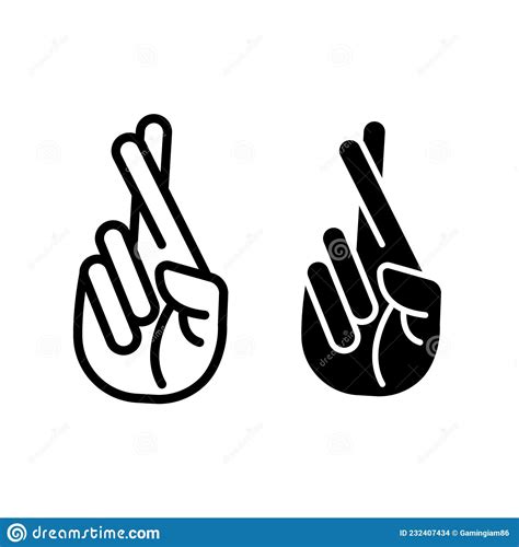 Crossed Fingers Hand Gesture Icon Stock Vector Illustration Of Line