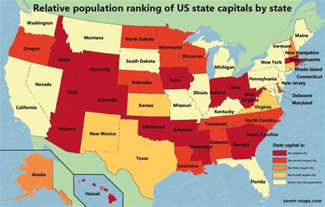 Relative Population Ranking Of Us State Capitals State Capitals Us