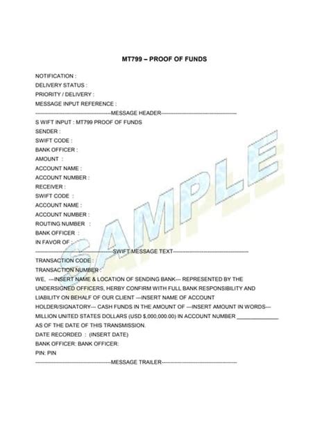Sample Mt799 Proof Of Funds Pdf