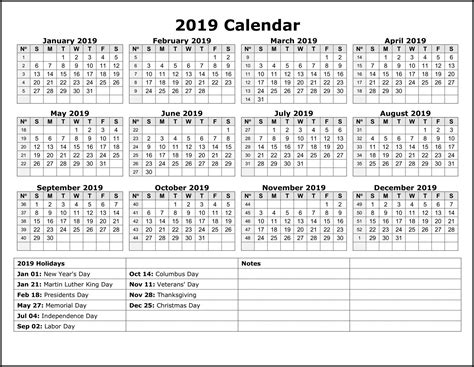Printable Calendar For 2019 National Holiday Calendar Holiday Calendar
