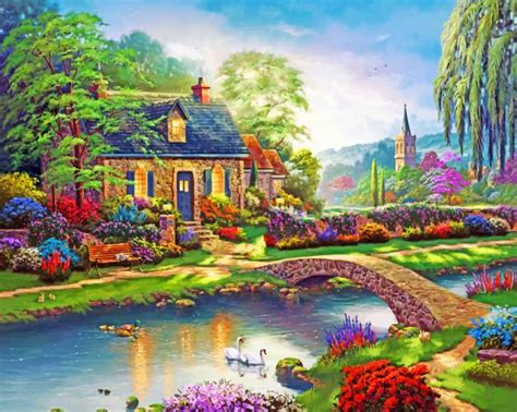 Thomas Kinkade Stoney Creek Cottage Paint By Numbers Paint By