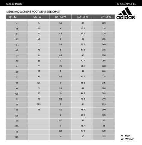 Adidas Shoe Size Chart Womens