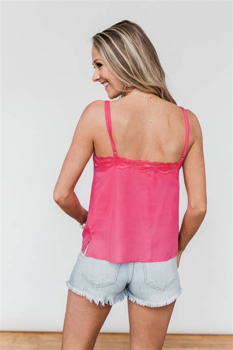 Fulfill My Wishes Lace Tank Top Hot Pink The Pulse Boutique