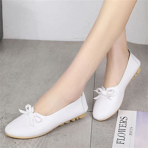 Buy Woman Flats White Shoes Comfortable Ladies Shoes
