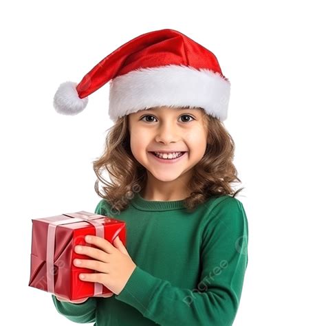 فتاة صغيرة مبتهجة ترتدي قبعة عيد الميلاد واقفة معزولة تقديم مساحة النسخ فتاة سانتا فتاة عيد