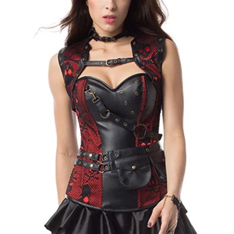 Plus Size Steampunk Corset Tops Gothic Steel Boned Overbust Slimming