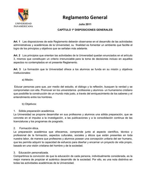 Reglamento General Universidad Panamericana