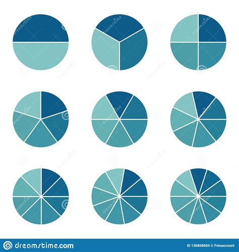 Pie Charts Different Subdivisions Vector Illustration