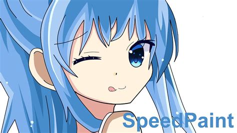 Speedpaint Anime Girl On Ms Paint Aqua Youtube