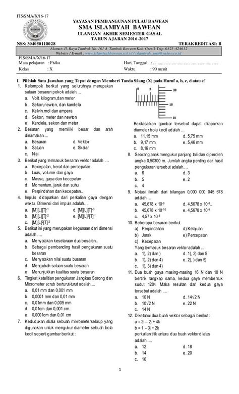 Download Soal Fisika Kelas 10 Beserta Penjelasannya Pdf Riset