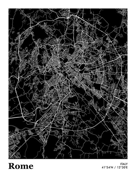 Rome City Map Penguin Art Large Maps Modern Map Italy Map Diy