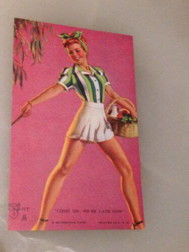 Pin Up Girl Original Mutoscope Card Were Late Now 1940s Wwii