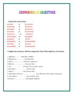 You can do this grammar quiz online or print it on paper. Comparison of Adjectives Language: English Grade/level ...