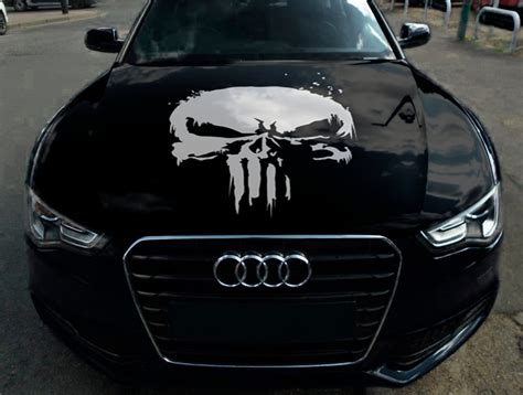 Punisher Skull Car Hood Wrap Vinyl Decal Full Color Graphics Etsy