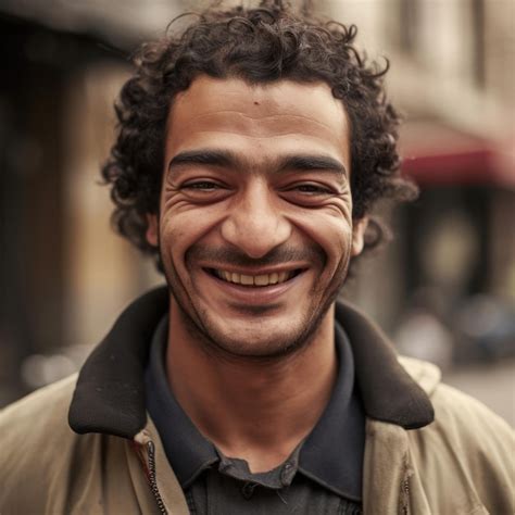 Premium Ai Image Egyptian Arab Man Portrait With Black Hair Sharp Face With Building Street