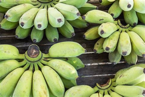 Fresh Green Organic Banana Stock Photo Image Of Delicious 136343996