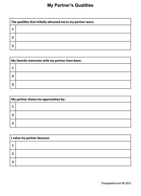 Y Partners Qualities Ahhhh Amore Counseling Therapy Worksheets Therapy