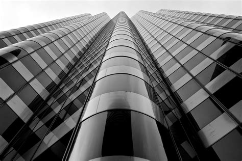 Architecture Black And White Building Glass Gray High Rise Low