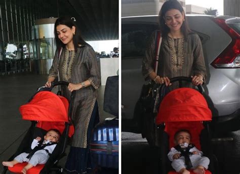 Kajal Aggarwal Reveals Face Of Son Neil At Mumbai Airport Doesnt Hide From Paparazzi Whatsup