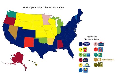 Most Popular Hotel Chain In Each Us State Hotel Chain Cartography Map