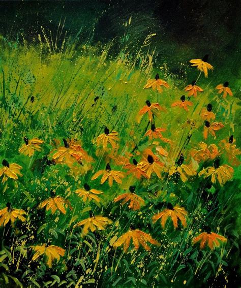 Rudbeckias De Pol Ledent Garden Painting Art Painting Oil Art Oil