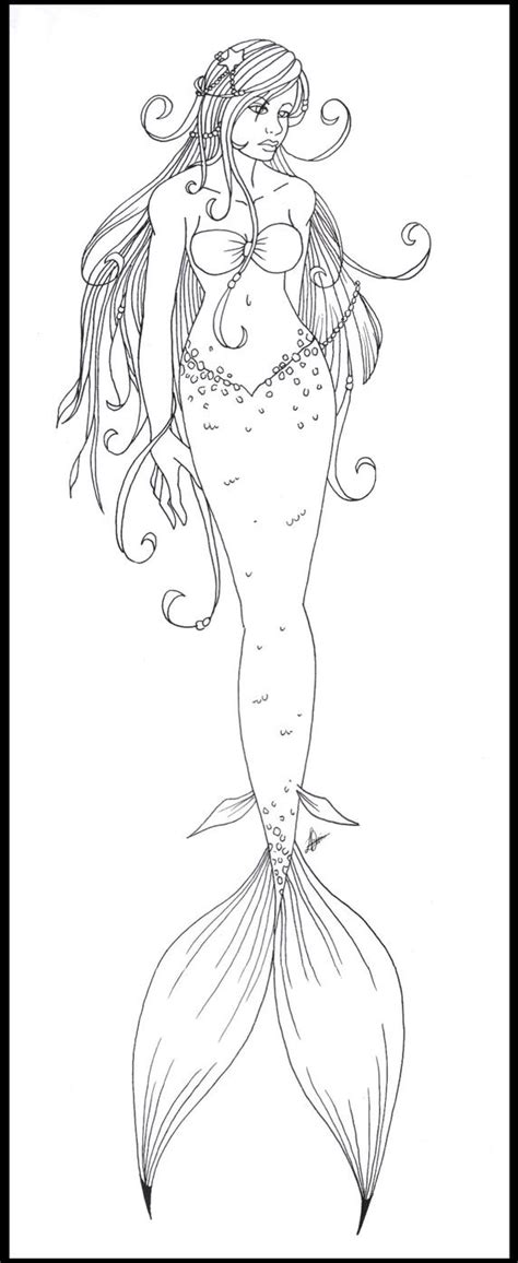 Mermaid Lineart By Violetris On Deviantart