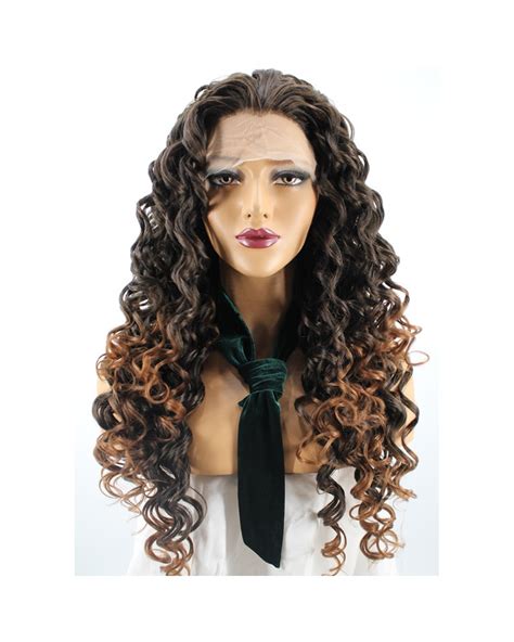 Curly Ombre Brown Synthetic Lace Front Wig Super X Studio