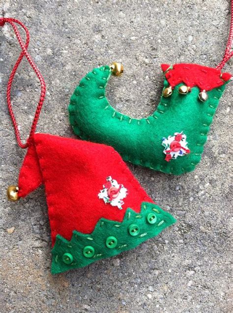 Elf Shoe And Hat Felt Ornaments Felt Ornaments Christmas Ornament