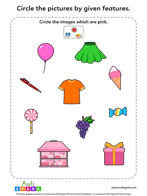 Circle Pictures By Feature Fun Image Sorting Worksheet 7 Autispark