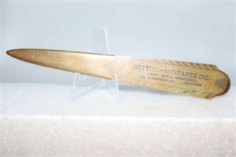 Antique Brass Advertising Letter Opener Gettier Montanye Inc Baltimore